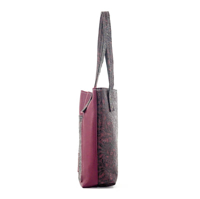Mini Trisha - All Embossed w/ Burgundy Tool-Mini Trisha-Western-Cowhide-Bags-Handmade-Products-Gifts-Dancing Cactus Designs