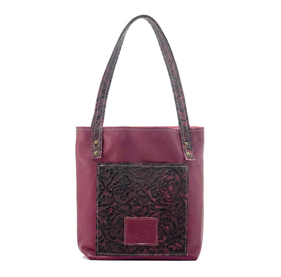 Mini Trisha - All Embossed w/ Burgundy Tool-Mini Trisha-Western-Cowhide-Bags-Handmade-Products-Gifts-Dancing Cactus Designs