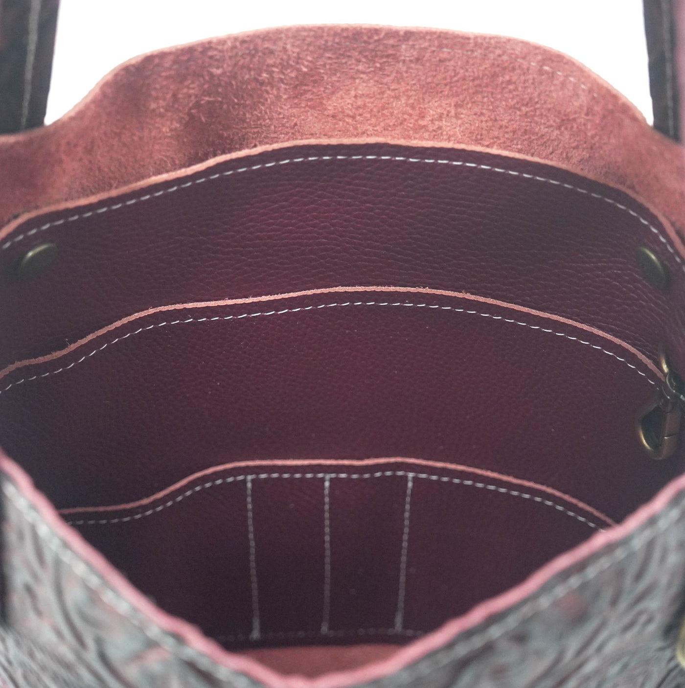 Mini Trisha - All Embossed w/ Burgundy Tool-Mini Trisha-Western-Cowhide-Bags-Handmade-Products-Gifts-Dancing Cactus Designs