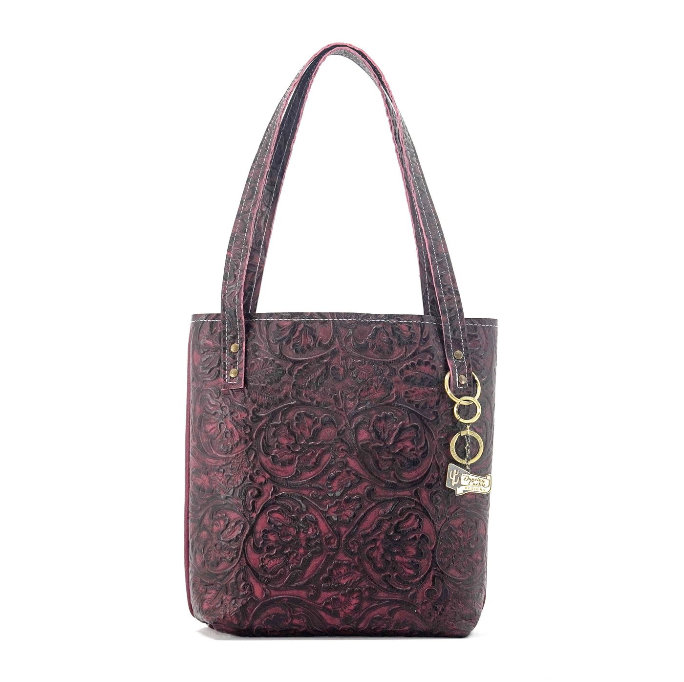 Mini Trisha - All Embossed w/ Burgundy Tool-Mini Trisha-Western-Cowhide-Bags-Handmade-Products-Gifts-Dancing Cactus Designs