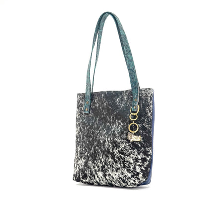 Mini Trisha - Black & White w/ Indigo Tool-Mini Trisha-Western-Cowhide-Bags-Handmade-Products-Gifts-Dancing Cactus Designs