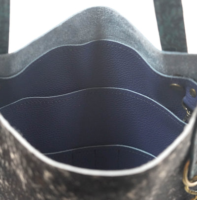 Mini Trisha - Black & White w/ Indigo Tool-Mini Trisha-Western-Cowhide-Bags-Handmade-Products-Gifts-Dancing Cactus Designs