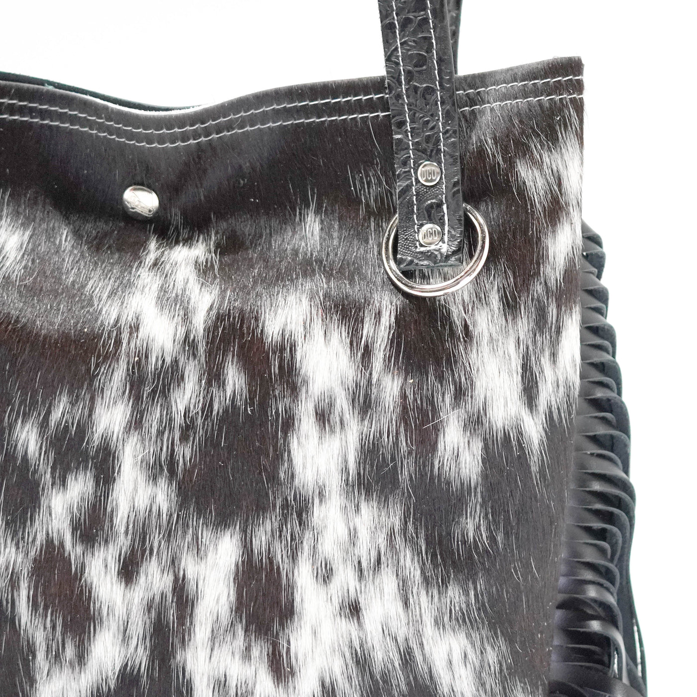 Mini Trisha - Black & White w/ Onyx Tool-Mini Trisha-Western-Cowhide-Bags-Handmade-Products-Gifts-Dancing Cactus Designs