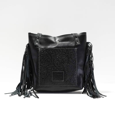 Mini Trisha - Black & White w/ Onyx Tool-Mini Trisha-Western-Cowhide-Bags-Handmade-Products-Gifts-Dancing Cactus Designs