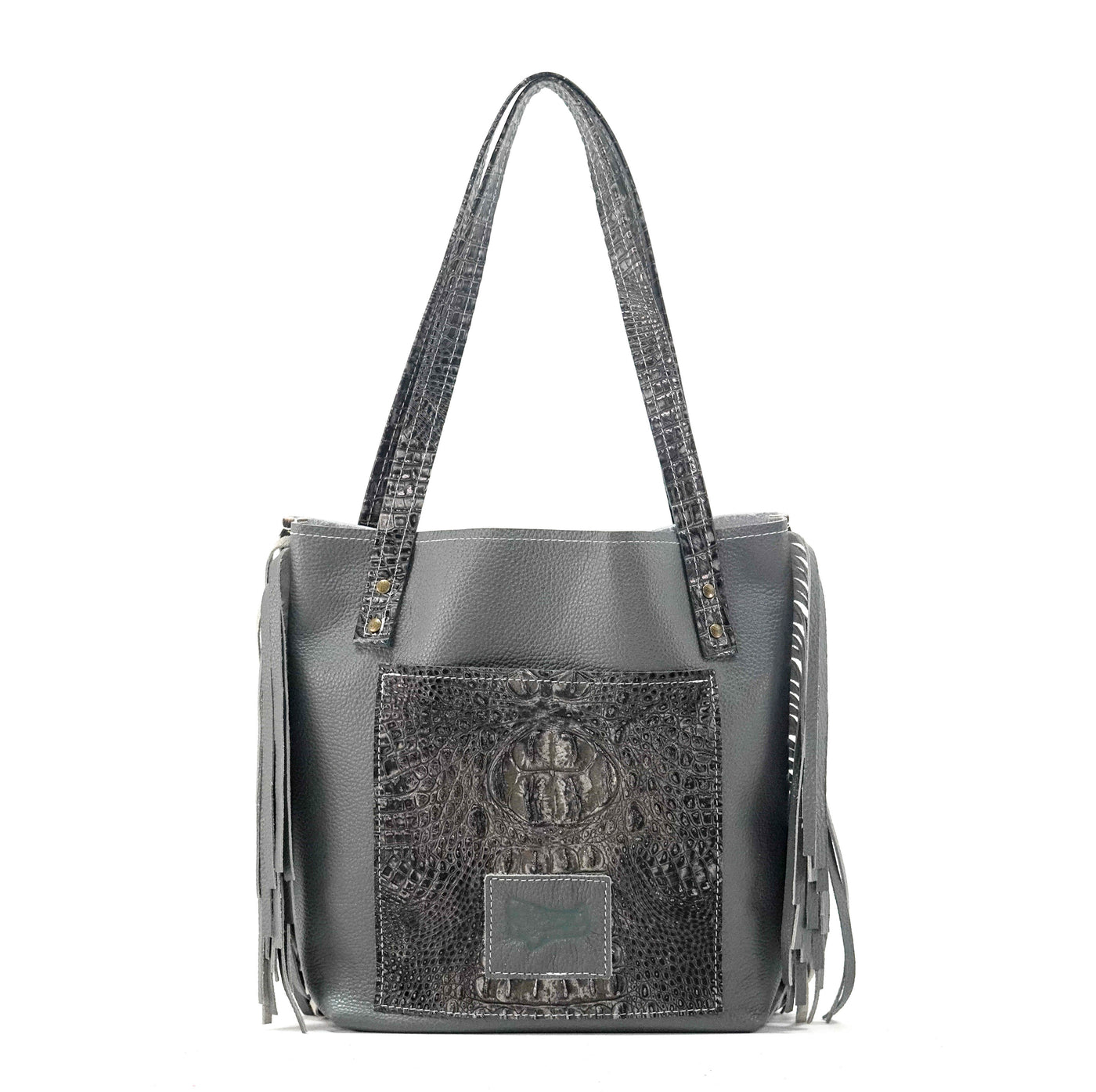 Mini Trisha - Tricolor w/ Smoke Show Croc-Mini Trisha-Western-Cowhide-Bags-Handmade-Products-Gifts-Dancing Cactus Designs