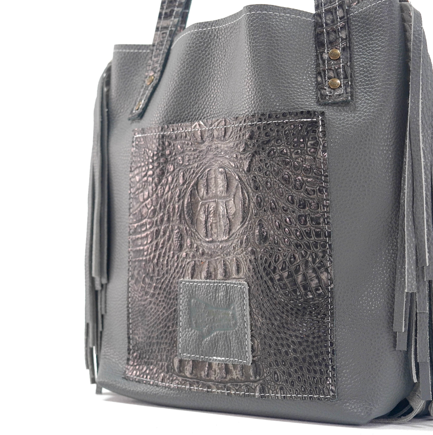 Mini Trisha - Tricolor w/ Smoke Show Croc-Mini Trisha-Western-Cowhide-Bags-Handmade-Products-Gifts-Dancing Cactus Designs