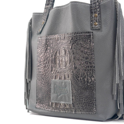 Mini Trisha - Tricolor w/ Smoke Show Croc-Mini Trisha-Western-Cowhide-Bags-Handmade-Products-Gifts-Dancing Cactus Designs