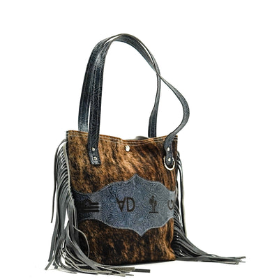Mini Trisha - Two-Tone Brindle w/ Blue Jean Tool-Mini Trisha-Western-Cowhide-Bags-Handmade-Products-Gifts-Dancing Cactus Designs