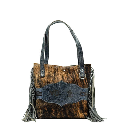 Mini Trisha - Two-Tone Brindle w/ Blue Jean Tool-Mini Trisha-Western-Cowhide-Bags-Handmade-Products-Gifts-Dancing Cactus Designs