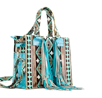 Minnie Pearl - All Embossed w/ Cocoa Navajo-Minnie Pearl-Western-Cowhide-Bags-Handmade-Products-Gifts-Dancing Cactus Designs