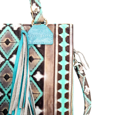 Minnie Pearl - All Embossed w/ Cocoa Navajo-Minnie Pearl-Western-Cowhide-Bags-Handmade-Products-Gifts-Dancing Cactus Designs