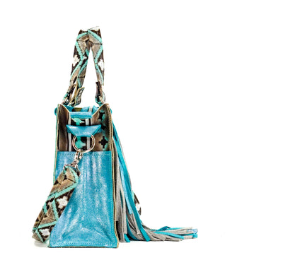 Minnie Pearl - All Embossed w/ Cocoa Navajo-Minnie Pearl-Western-Cowhide-Bags-Handmade-Products-Gifts-Dancing Cactus Designs