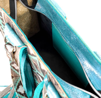 Minnie Pearl - All Embossed w/ Cocoa Navajo-Minnie Pearl-Western-Cowhide-Bags-Handmade-Products-Gifts-Dancing Cactus Designs