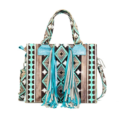 Minnie Pearl - All Embossed w/ Cocoa Navajo-Minnie Pearl-Western-Cowhide-Bags-Handmade-Products-Gifts-Dancing Cactus Designs