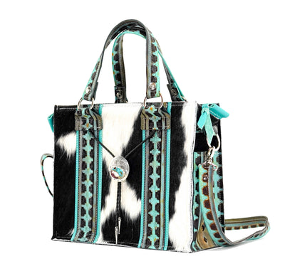 Minnie Pearl - Black & White w/ Dream Girl Navajo-Minnie Pearl-Western-Cowhide-Bags-Handmade-Products-Gifts-Dancing Cactus Designs