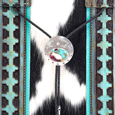 Minnie Pearl - Black & White w/ Dream Girl Navajo-Minnie Pearl-Western-Cowhide-Bags-Handmade-Products-Gifts-Dancing Cactus Designs