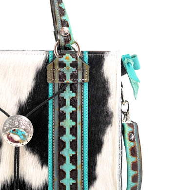 Minnie Pearl - Black & White w/ Dream Girl Navajo-Minnie Pearl-Western-Cowhide-Bags-Handmade-Products-Gifts-Dancing Cactus Designs