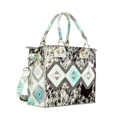 Minnie Pearl - Black & White w/ Royston Aztec-Minnie Pearl-Western-Cowhide-Bags-Handmade-Products-Gifts-Dancing Cactus Designs