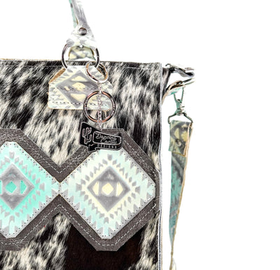 Minnie Pearl - Black & White w/ Royston Aztec-Minnie Pearl-Western-Cowhide-Bags-Handmade-Products-Gifts-Dancing Cactus Designs