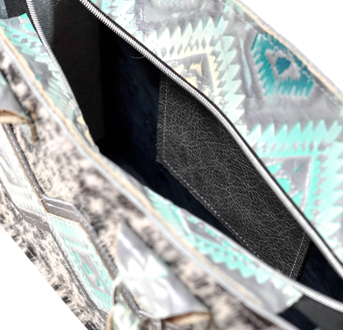 Minnie Pearl - Black & White w/ Royston Aztec-Minnie Pearl-Western-Cowhide-Bags-Handmade-Products-Gifts-Dancing Cactus Designs