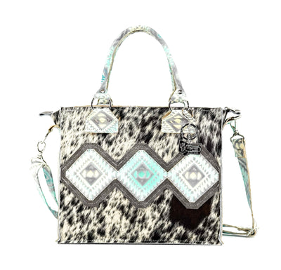 Minnie Pearl - Black & White w/ Royston Aztec-Minnie Pearl-Western-Cowhide-Bags-Handmade-Products-Gifts-Dancing Cactus Designs
