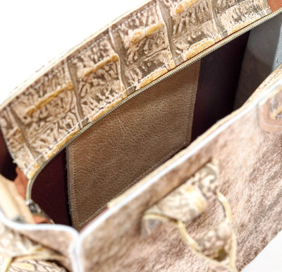 Minnie Pearl - Brindle w/ Ivory Jumbo Croc-Minnie Pearl-Western-Cowhide-Bags-Handmade-Products-Gifts-Dancing Cactus Designs