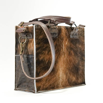 Minnie Pearl - Brindle w/ SPF Croc-Minnie Pearl-Western-Cowhide-Bags-Handmade-Products-Gifts-Dancing Cactus Designs