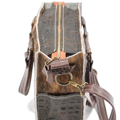 Minnie Pearl - Brindle w/ SPF Croc-Minnie Pearl-Western-Cowhide-Bags-Handmade-Products-Gifts-Dancing Cactus Designs