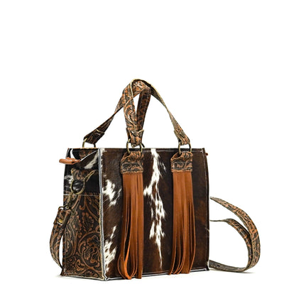 Minnie Pearl - Chocolate & White w/ No Embossed-Minnie Pearl-Western-Cowhide-Bags-Handmade-Products-Gifts-Dancing Cactus Designs