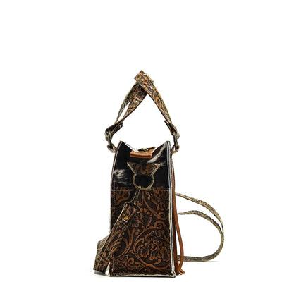 Minnie Pearl - Chocolate & White w/ No Embossed-Minnie Pearl-Western-Cowhide-Bags-Handmade-Products-Gifts-Dancing Cactus Designs