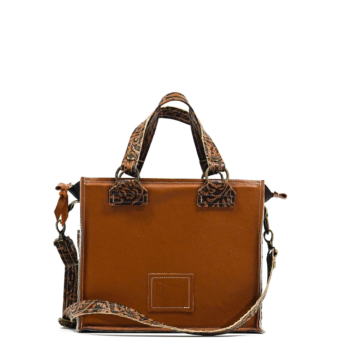 Minnie Pearl - Chocolate & White w/ No Embossed-Minnie Pearl-Western-Cowhide-Bags-Handmade-Products-Gifts-Dancing Cactus Designs