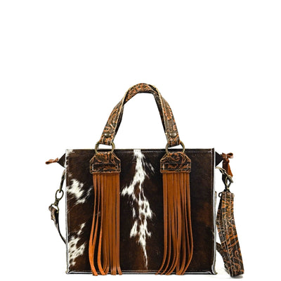 Minnie Pearl - Chocolate & White w/ No Embossed-Minnie Pearl-Western-Cowhide-Bags-Handmade-Products-Gifts-Dancing Cactus Designs