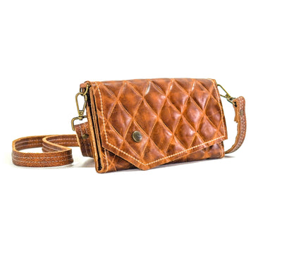 Miranda - All Embossed w/ Caramel Diamond Stitch-Miranda-Western-Cowhide-Bags-Handmade-Products-Gifts-Dancing Cactus Designs