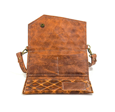 Miranda - All Embossed w/ Caramel Diamond Stitch-Miranda-Western-Cowhide-Bags-Handmade-Products-Gifts-Dancing Cactus Designs