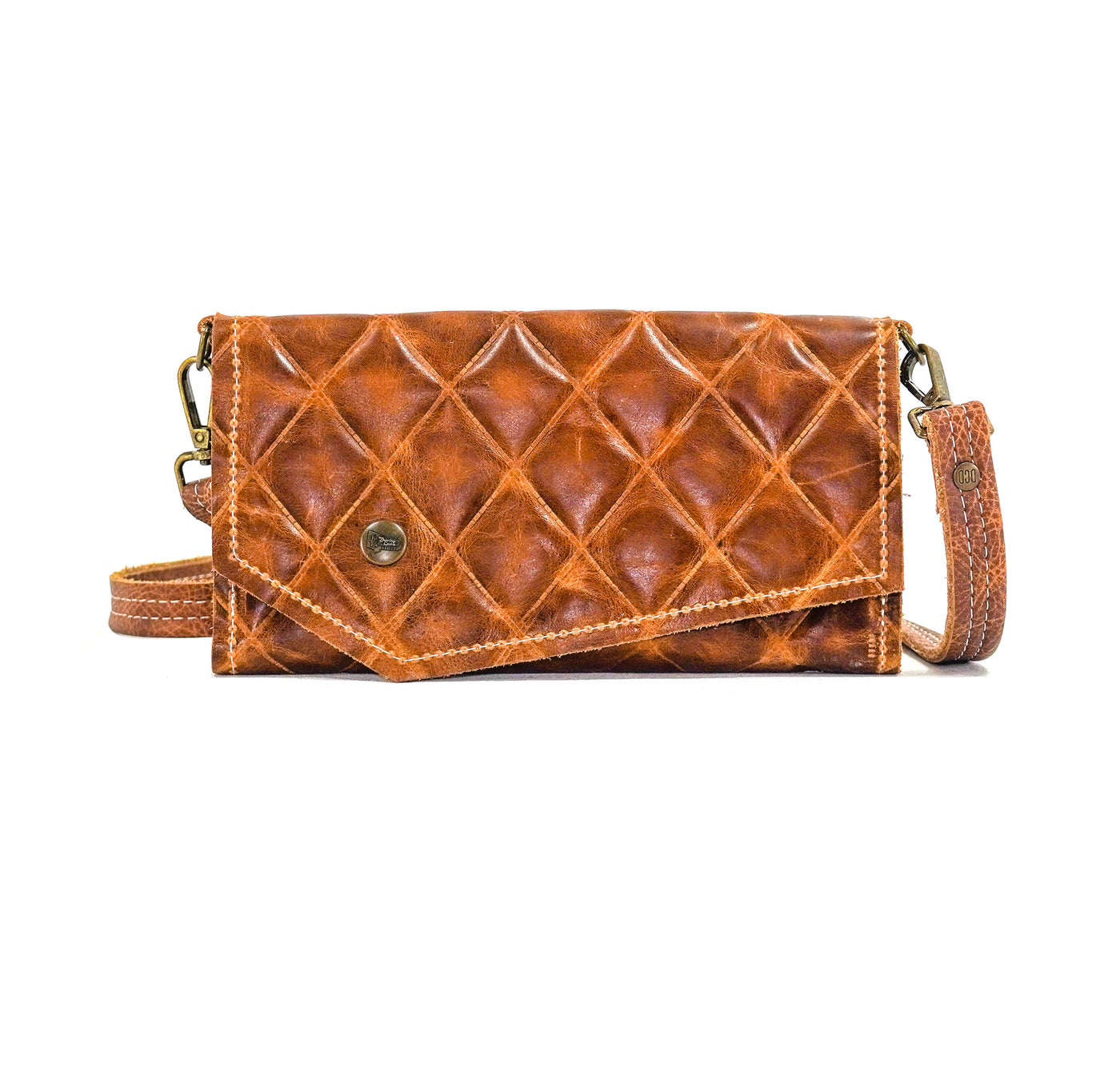 Miranda - All Embossed w/ Caramel Diamond Stitch-Miranda-Western-Cowhide-Bags-Handmade-Products-Gifts-Dancing Cactus Designs