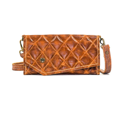 Miranda - All Embossed w/ Caramel Diamond Stitch-Miranda-Western-Cowhide-Bags-Handmade-Products-Gifts-Dancing Cactus Designs
