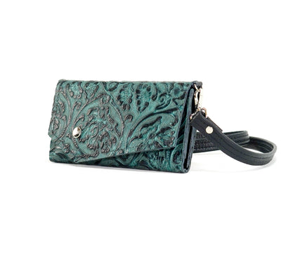 Miranda - All Embossed w/ Indigo Tool-Miranda-Western-Cowhide-Bags-Handmade-Products-Gifts-Dancing Cactus Designs