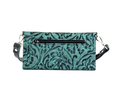 Miranda - All Embossed w/ Indigo Tool-Miranda-Western-Cowhide-Bags-Handmade-Products-Gifts-Dancing Cactus Designs