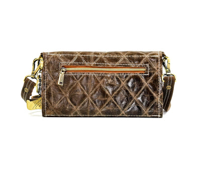 Miranda - All Embossed w/ Taupe Diamond Stitch-Miranda-Western-Cowhide-Bags-Handmade-Products-Gifts-Dancing Cactus Designs