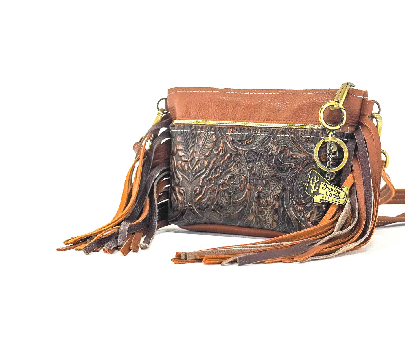 Miss Kitty - Bay Leather w/ Gold Rush Tool-Miss Kitty-Western-Cowhide-Bags-Handmade-Products-Gifts-Dancing Cactus Designs