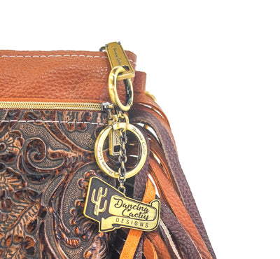 Miss Kitty - Bay Leather w/ Gold Rush Tool-Miss Kitty-Western-Cowhide-Bags-Handmade-Products-Gifts-Dancing Cactus Designs