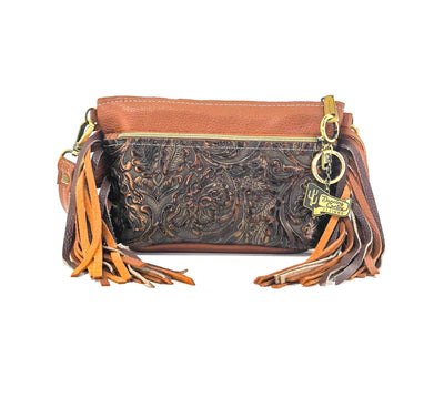 Miss Kitty - Bay Leather w/ Gold Rush Tool-Miss Kitty-Western-Cowhide-Bags-Handmade-Products-Gifts-Dancing Cactus Designs