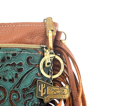 Miss Kitty - Bay Leather w/ Lagoon tool-Miss Kitty-Western-Cowhide-Bags-Handmade-Products-Gifts-Dancing Cactus Designs