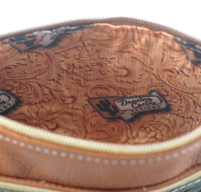 Miss Kitty - Bay Leather w/ Lagoon tool-Miss Kitty-Western-Cowhide-Bags-Handmade-Products-Gifts-Dancing Cactus Designs