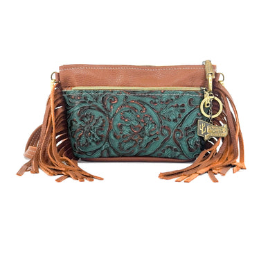Miss Kitty - Bay Leather w/ Lagoon tool-Miss Kitty-Western-Cowhide-Bags-Handmade-Products-Gifts-Dancing Cactus Designs