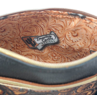 Miss Kitty - Black Leather w/ Savannah Roses-Miss Kitty-Western-Cowhide-Bags-Handmade-Products-Gifts-Dancing Cactus Designs