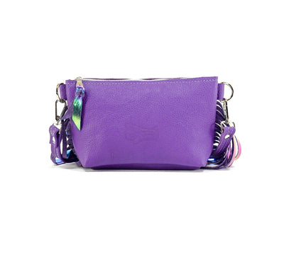 Miss Kitty - Black & White w/ Purple Leather-Miss Kitty-Western-Cowhide-Bags-Handmade-Products-Gifts-Dancing Cactus Designs