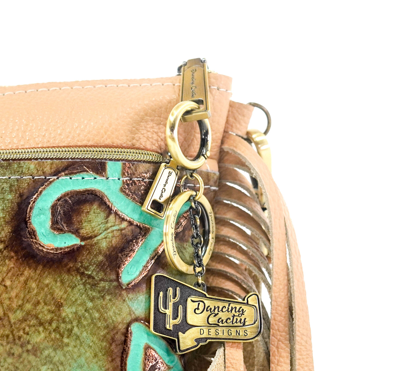 Miss Kitty - Camel Leather w/ Turquoise Brands-Miss Kitty-Western-Cowhide-Bags-Handmade-Products-Gifts-Dancing Cactus Designs