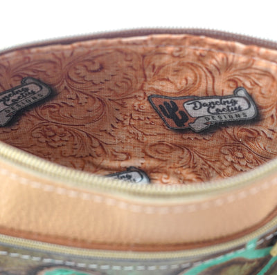 Miss Kitty - Camel Leather w/ Turquoise Brands-Miss Kitty-Western-Cowhide-Bags-Handmade-Products-Gifts-Dancing Cactus Designs