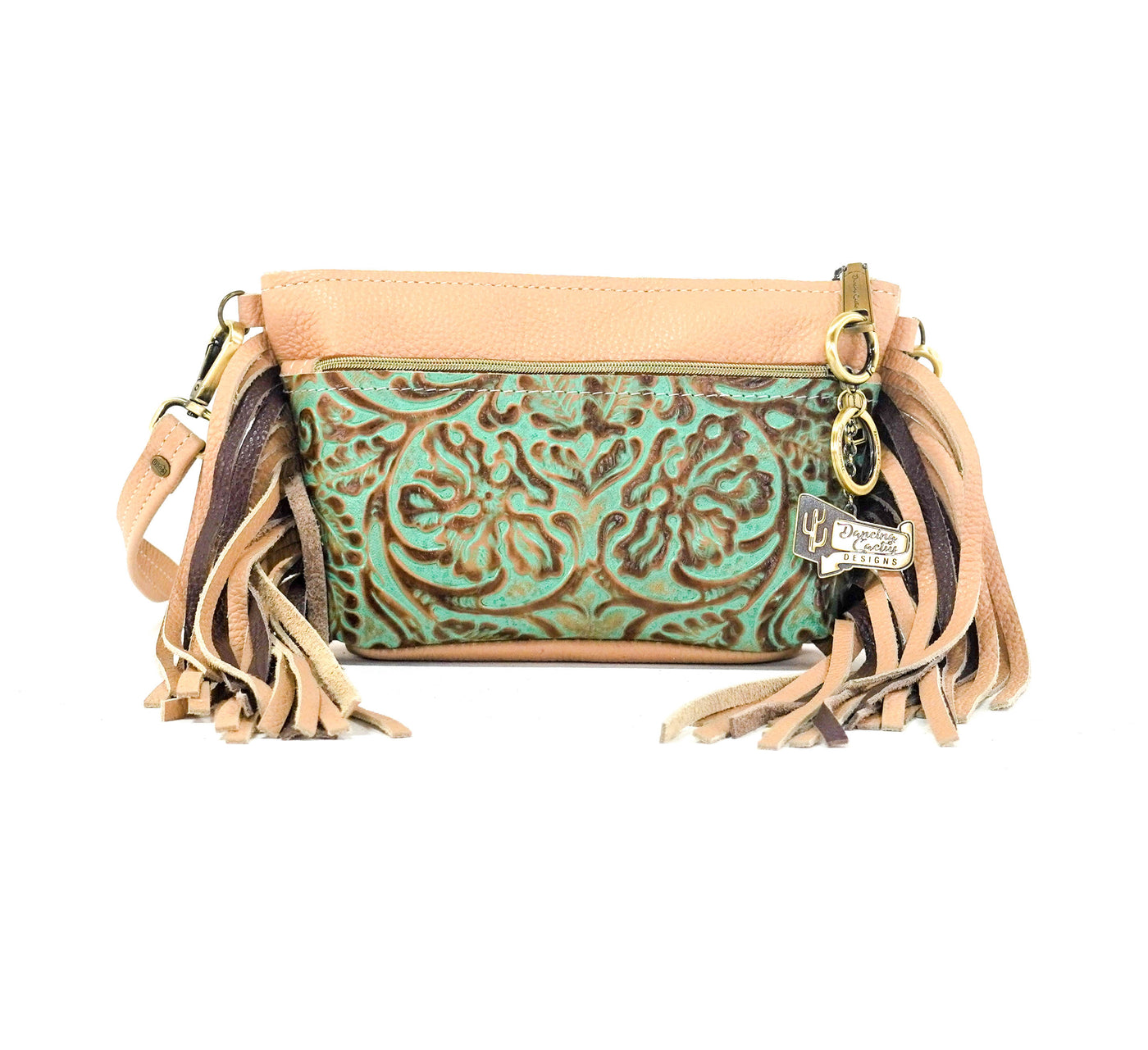 Miss Kitty - Camel Leather w/ Turquoise tool-Miss Kitty-Western-Cowhide-Bags-Handmade-Products-Gifts-Dancing Cactus Designs